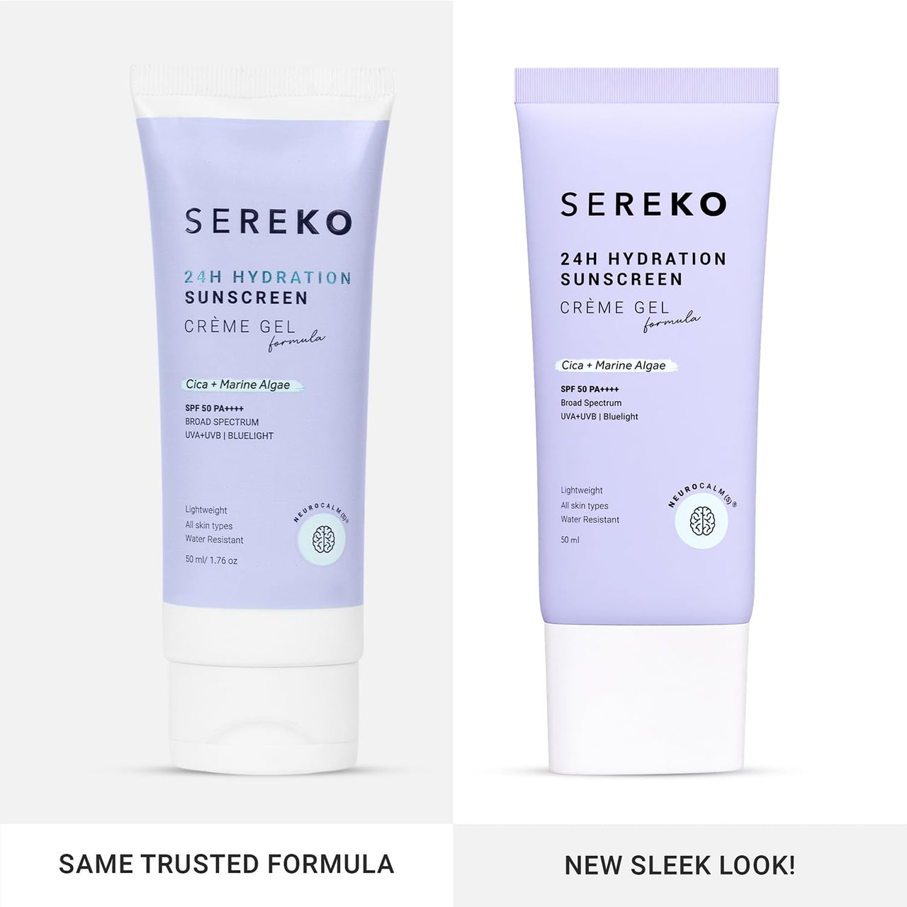 Sereko Sunscreen SPF 50 PA++++ Creme Gel with Zero White Cast for Women & Men | 24hrs Hydration, Quick Absorbing & Non Greasy | UVA+UVB & Blue Light Protection | Suitable to All Skin Type