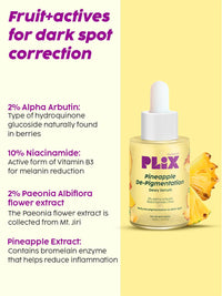 PLIX - THE PLANT FIX Pineapple Pigmentation Skincare Regime For Dark Spot Removal | Face Serum and Moisturizer Combo With 2% Alpha Arbutin For Women & Men, Pack of 2 (30ml + 50g)