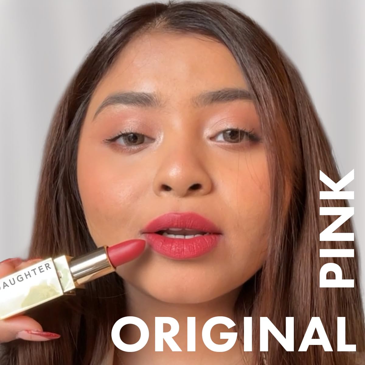 DAUGHTER EARTH Original Pink Lipstick | Vegan Plant Based Highly Pigmented Natural Lightweight Non Drying Lip Color | Long Lasting Phytonutrient Lipstick With Vit E & Bakuchiol | UV Protection | 4g