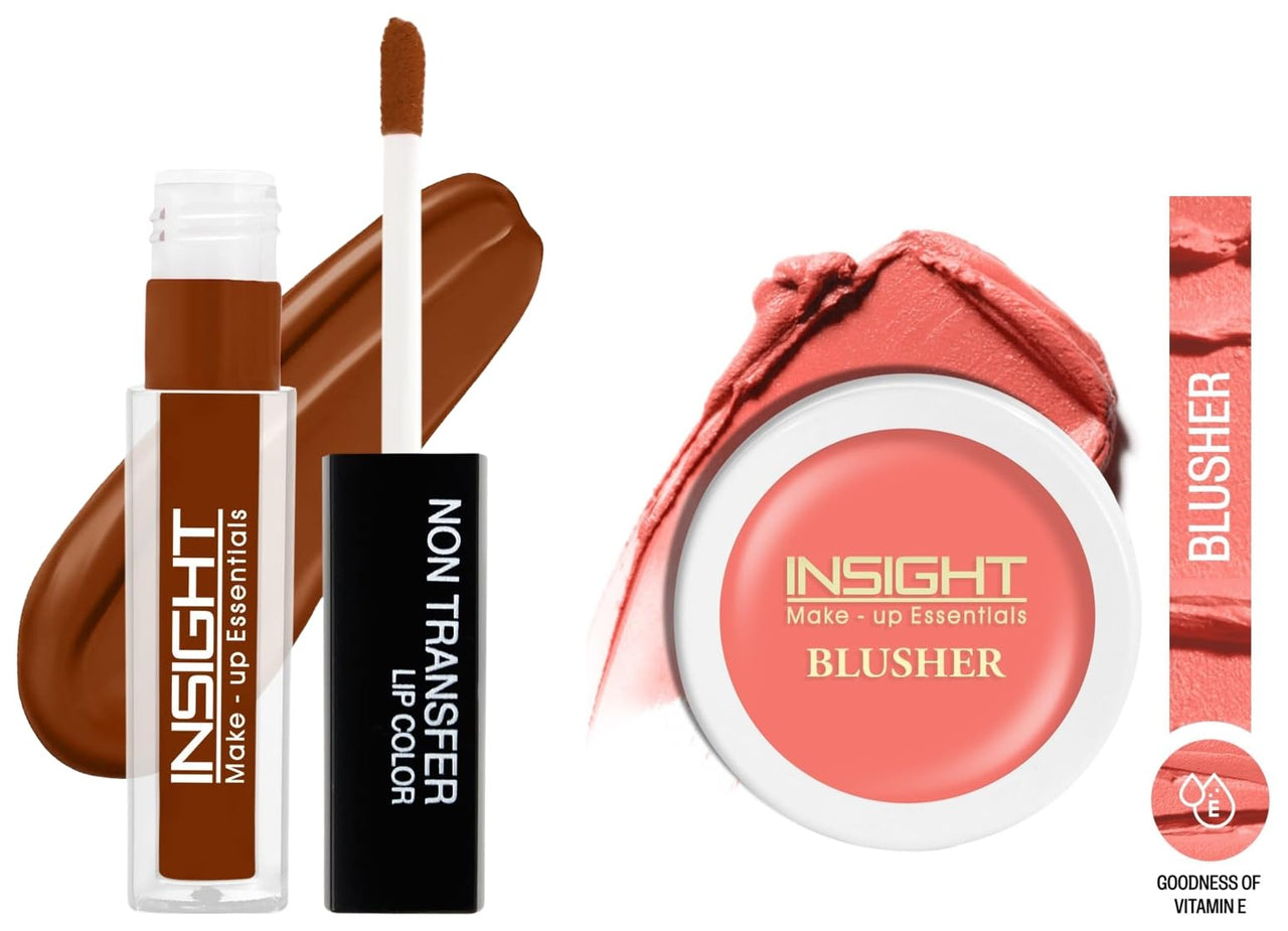 Insight Cosmetics Insight Non Transfer Lip Color Matte Texture12Hrs WaterproofTrue ColorSmudge Proof Paraben Free 100% Veg, 4ml(LG40-01) Crème Blusher, Face Makeup, Soft Salmon, 3.5 gm(B-02=01)