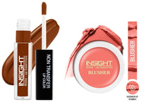 Insight Cosmetics Insight Non Transfer Lip Color Matte Texture12Hrs WaterproofTrue ColorSmudge Proof Paraben Free 100% Veg, 4ml(LG40-01) Crème Blusher, Face Makeup, Soft Salmon, 3.5 gm(B-02=01)