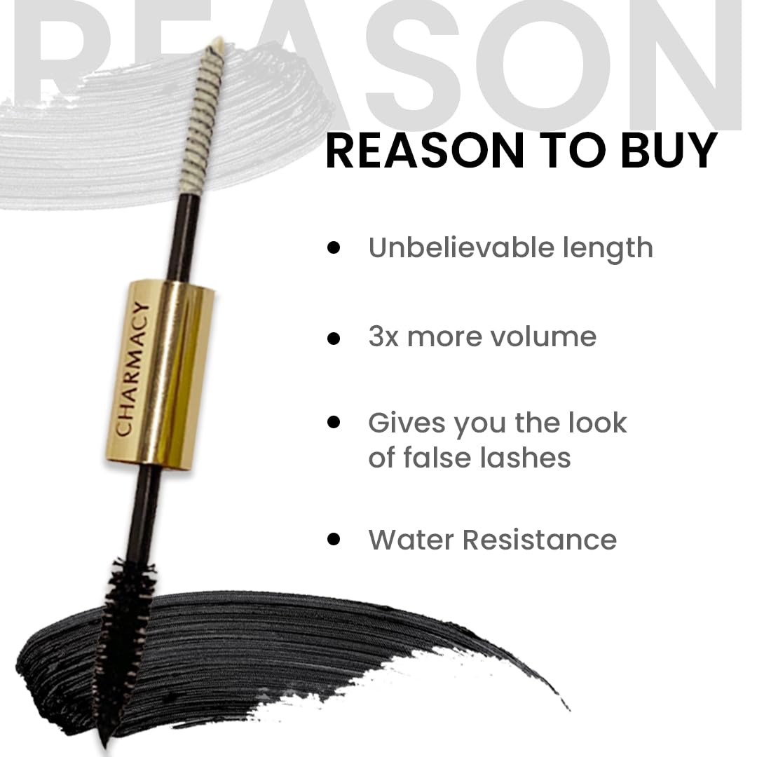 Charmacy Milano True or False Mascara 8G Intense (Black) - 8 g, Volumizing, Lengthening, Buildable Mascara, Clump Free, Vegan, Cruelty-Free, Non -Toxin…