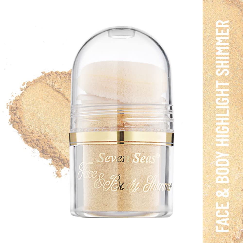 Seven Seas Body & Face Shimmer Highlighter Powder Pigments | For Eyes & Face Makeup | Shimmery Effect, Glitter, Duo-Chrome, Metallic, Intense Pigmentation | Product Used as Highlighter (Buttermilk)