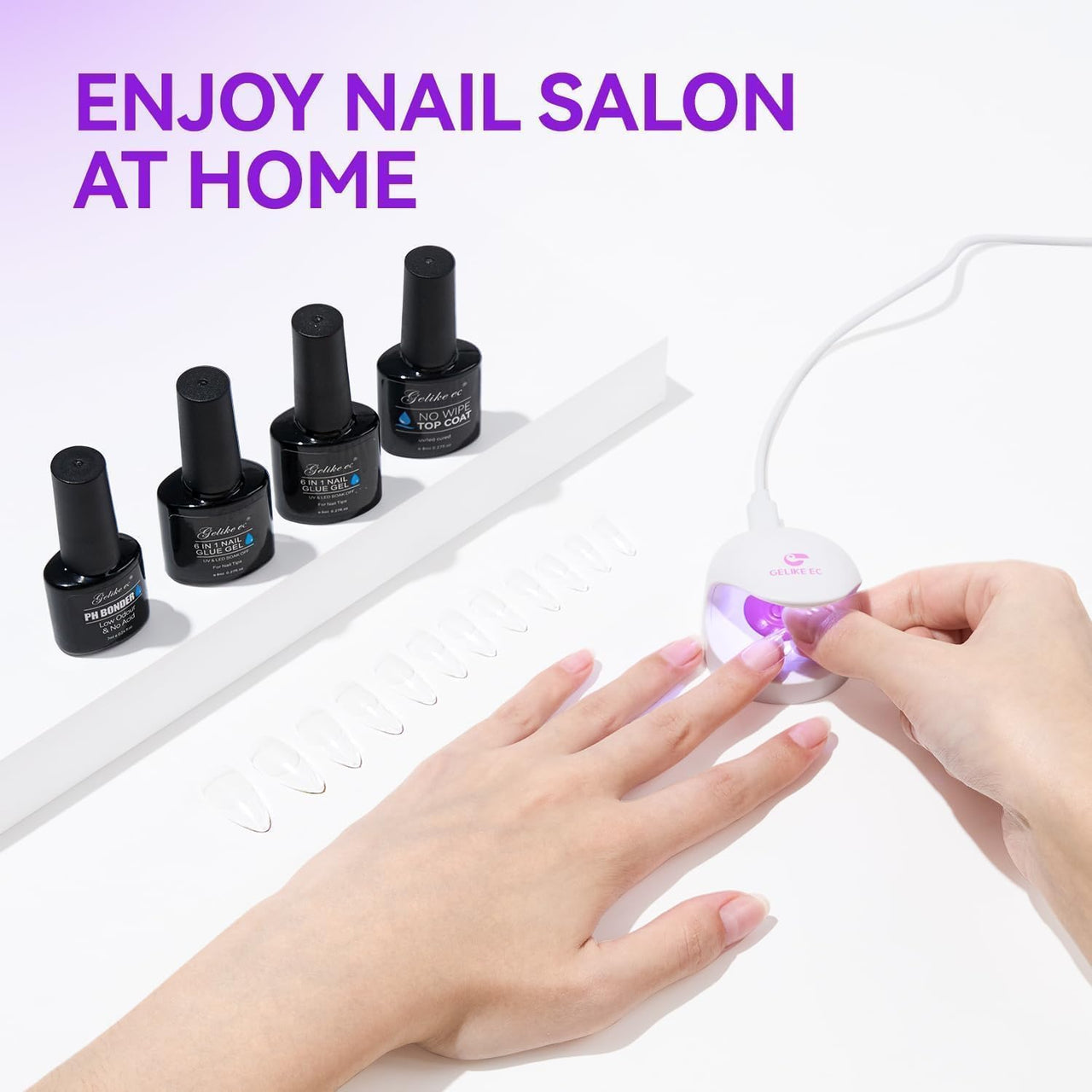 Bolt Bee 6-in-1 Glue 15ml – Base Coat, Nail Glue, Strengthener, Self-Leveling Gel, Slip Solution & Blooming Gel – Soak Off UV/LED Multi-Functional for Nail Art & Extensions