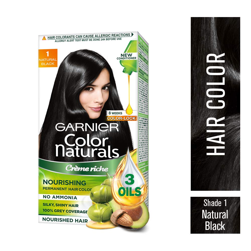 Garnier Color Naturals, Shade 1, Natural Black 70 ml + 60 gm and Garnier Color Naturals, Shade 4, Brown (70ml+60g )