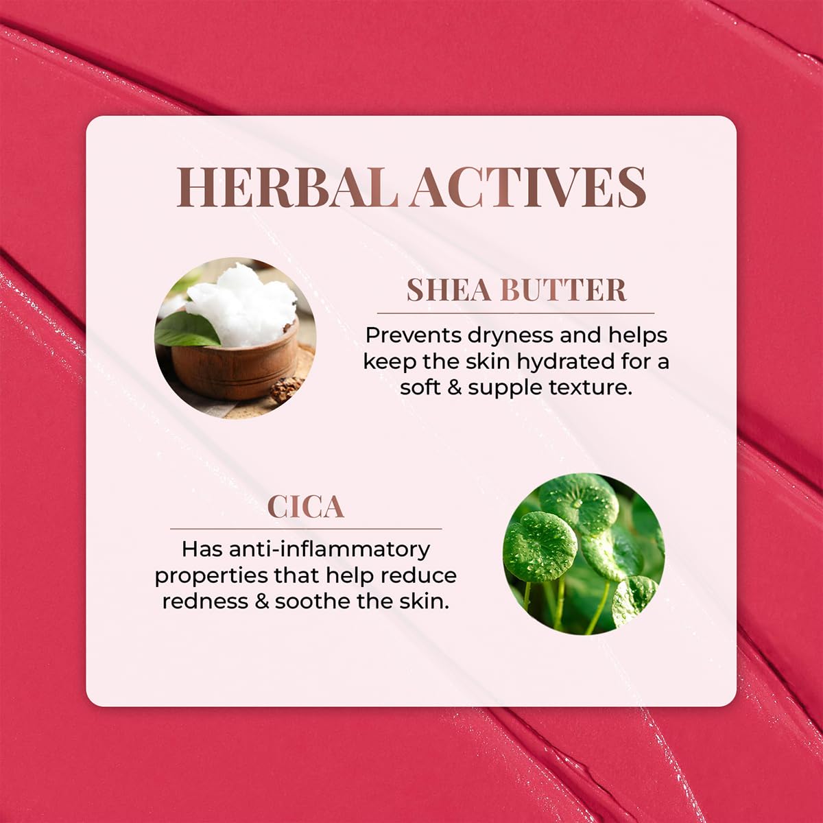 Just Herbs Red Hot Born To Blush Lightweight | Long Stay | Smooth Texture | Moisturises & Hydrates | Dewy Glow Blush Stick with Shea Butter & Cica for Eyes Cheeks and Lips For Women | 14g
