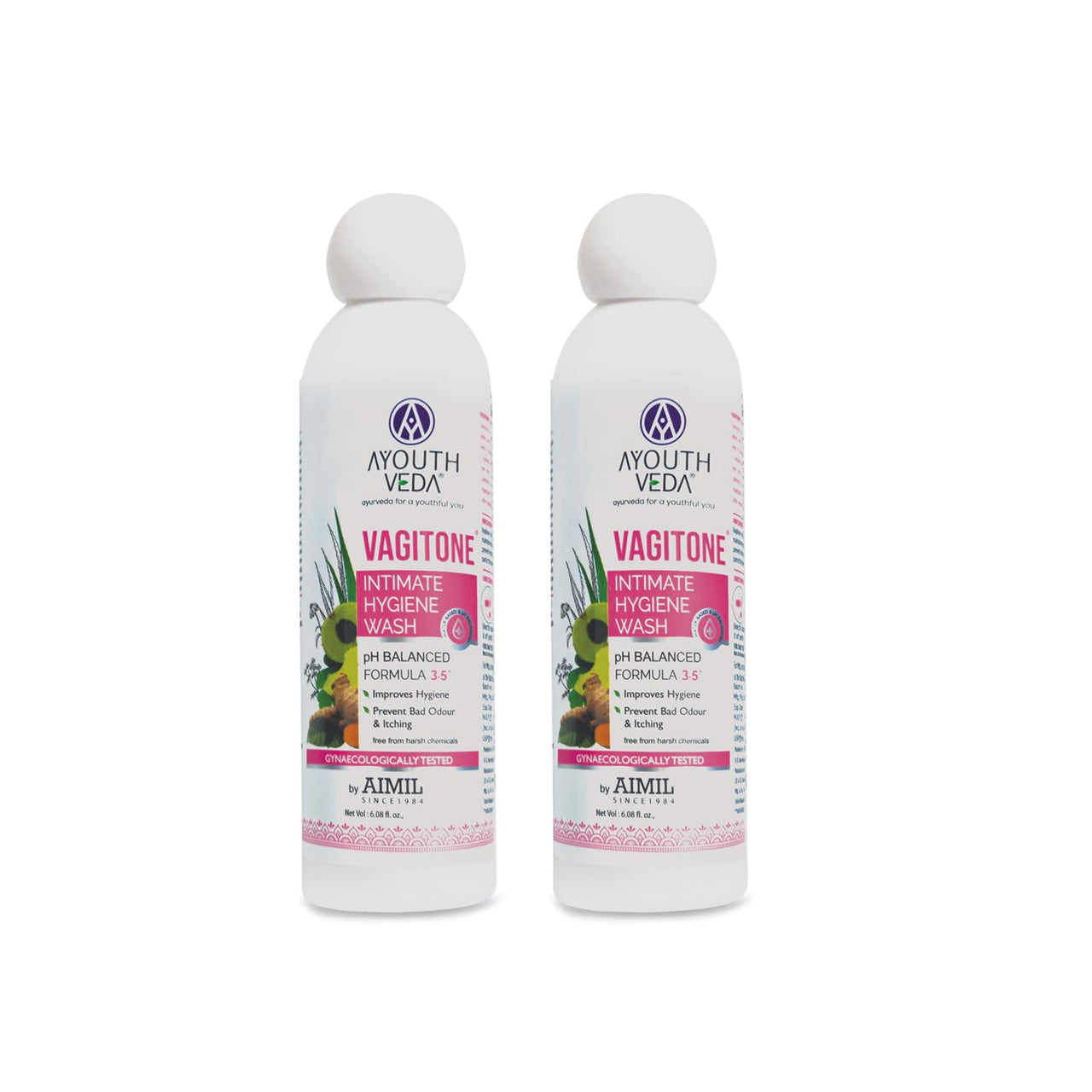 Ayouthveda Vagitone Intimate Hygiene Wash | Women's Intimate Wash | Prevents Itching, Irritation & Dryness | Suitable for All Skin Types (Pack of 2; 100ml each)