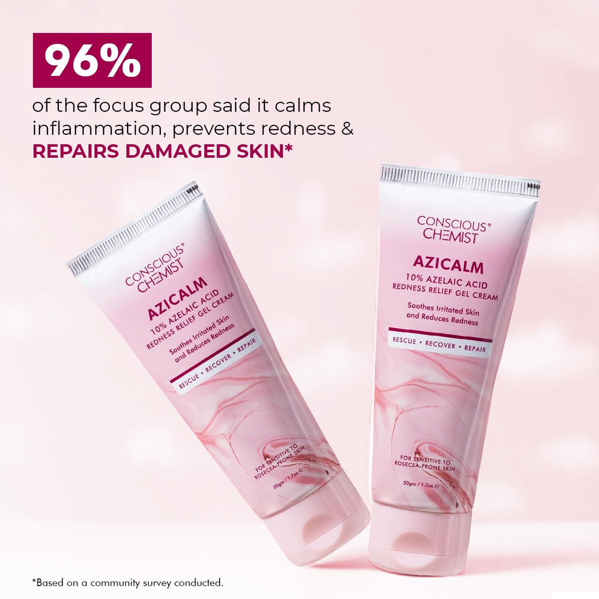 Conscious Chemist® 10% Azelaic Acid Cream | 50g | Face Cream for Men & Women, Moisturizer for Acne Prone Skin, Redness Relief, Soothe Irritation & Inflammation, All Skin Types - Azicalm