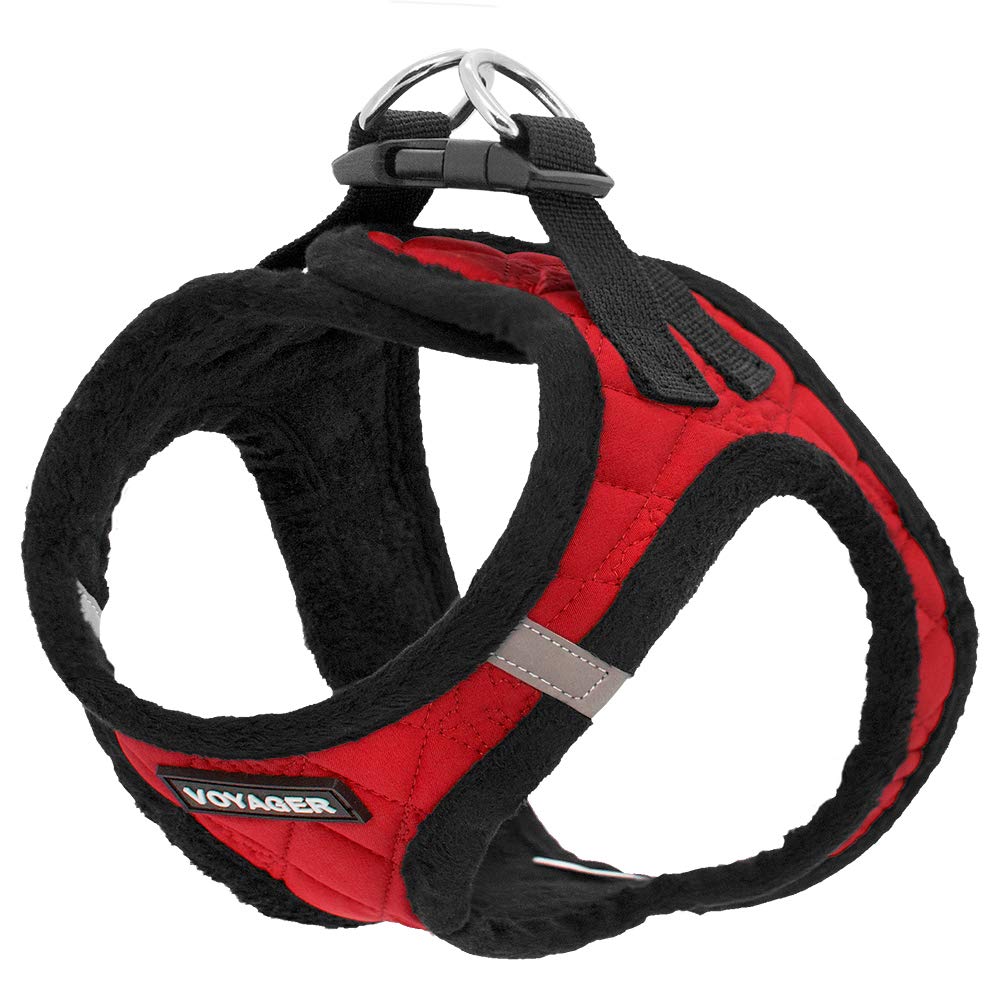 Voyager Step-In Plush Dog Harness  Soft Plush, Step In Vest Harness for Small and Medium Dogs by Best Pet Supplies - Harness (Red Plush), S (Chest: 14.5 - 16")