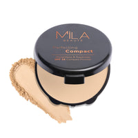 Mila Beauté Perfecting Compact Powder | Natural Matte Finish| Longstay with SPF 15 | Minimized Pores and Finelines | Controls Shine | Lightweight Compact Powder | Shade - (True Beige 16g)