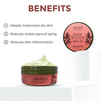 Jovees Herbal Kokum Body Butter For Dry, Itchy Skin & Stretch Marks | Kokum,Cocoa Butter,Almond & Olive Oil | Non - Sticky Intense Moisturization For All Skin Types- 200 gm