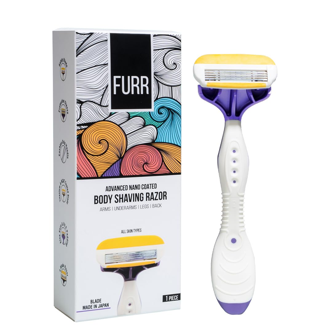 FURR by Pee Safe PEESAFE FURR By Pee Safe Body Shaving Razor For Painless Body Hair Removal With Aloe Vera Vitamin E Padding Precision Of 4 Japanese Blade Coated With Titanium NCAT, 1 count