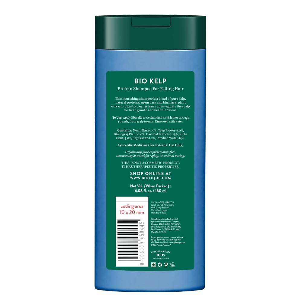 Biotique Bio Seaweed Revitalizing Anti Fatigue Eye Gel, 15G And Biotique Bio Kelp Protein Shampoo For Falling Hair Intensive Hair Regrowth Treatment, 180ml