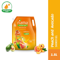 Fiama Body Wash Shower Gel Peach & Avocado, 1.5L Bodywash Refill Value Pouch for Women & Men with Skin Conditioners for Soft & Moisturised Skin, Suitable for All Skin Types