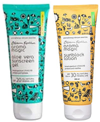 Aroma Magic Sunscreen Sun Block Lotion, Spf 30, 100Ml And Aloe Vera Sun Screen Gel, 100Ml|For All Skin Types