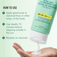 mcaffeine Sun Fix Ultra Light 1% Hyaluronic Acid Matcha Tea Sunscreen for All Skin Type Spf 50+ & Pa++++ Uva-Uvb & Blue Light Protection|No White Cast|Controls Oil|Non-Sticky|Fragrance Free - 50Ml