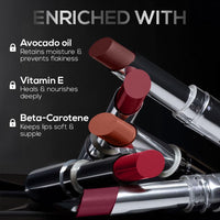 RENEE Matte Lock Lipstick - Rock, Moisturizing, Long Lasting & Weightless Formula, Intense Color Pay Off with Ultra-Matte Finish, Enriched with Avocado oil, Vitamin E, D & Beta-Carotene, 3.5 Gm