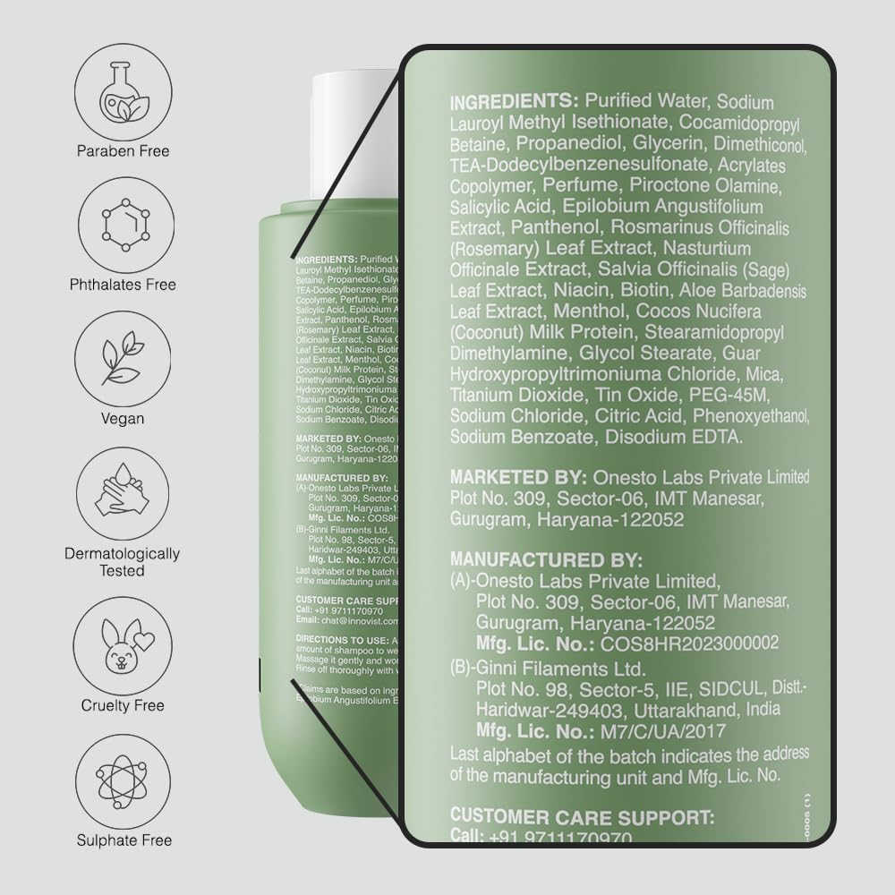 Bare Anatomy Anti Dandruff Shampoo | Reduces Up to 100% Dandruff and Strengthens Hair | Derma Approved Shampoo with Salicylic Acid & Biotin | Shampoo For All Hair types | For Women And Men | 250ml