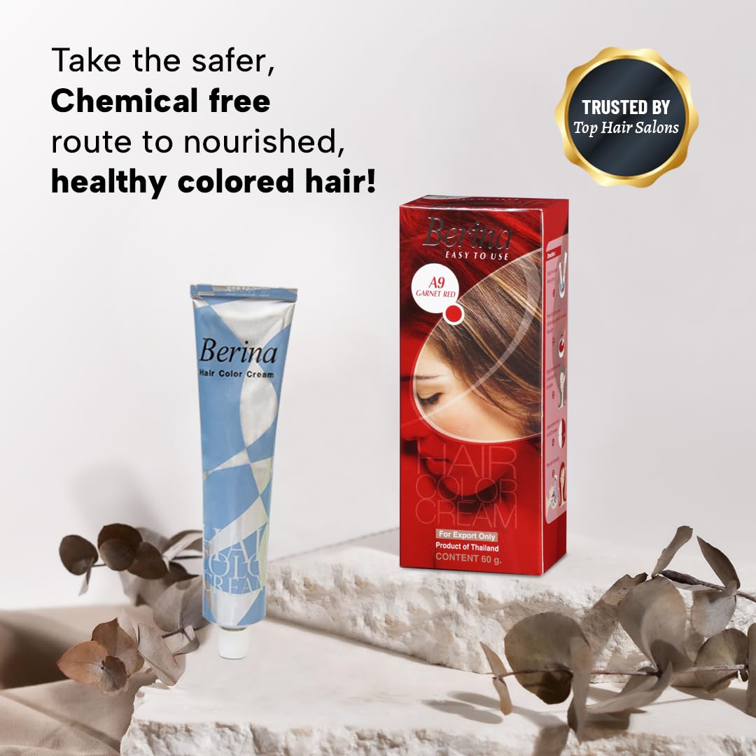 Berina Professional | Permanent Hair Color Cream | 60gm | A09 Garnet Red | Long Lasting Color