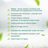 Hampa Hemp Youthful Eyes Elixir, Erase Fatigue, Reduce Under-Eye Puffiness, and Brighten Dark Circles and Fine Lines, With Hemp, and Ayurvedic Herbs, No Harmful Chemicals, Ayurvedic, 15 ml Roll-on