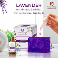Passion Indulge Lavender Handmade Soap -PACK OF 3 (Each 100 gm), Natural Essential Oil Nourishing Bath Soap | Deep Cleansing | Bath soap for all type skin