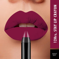 Swiss Beauty 12 Hrs. Stay Matte Lip Crayon, Night Out, 3g - Long Lasting, Waterproof, Super Stay, Matte Finish Lip Crayon, Long Wear, Crayon Lipstick