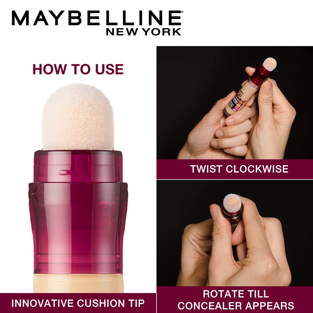 Maybelline New York Instant Age Rewind Eraser Radiant Finish Liquid Concealer,Medium with Foundation Oval Brush Count 2