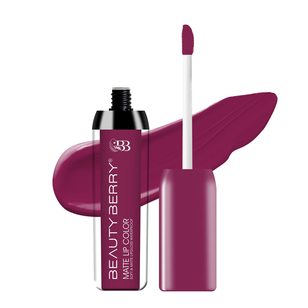 Beauty Berry Soft & Matte Waterproof Lip Color Liquid Lipstick | Rich Pigment, Long Lasting Liquid Lipstick | Non-Transfer Liquid Lipstick for Women Enriched with Vitamin E (Plum, 4.5 ml)
