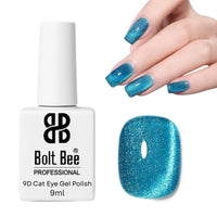 Bolt Bee 9D Cat Eye Gel Nail Polish Magnetic Soak Off UV/LED Gel, Long-Lasting, High Shine, Glitter Effect, Salon & DIY Manicure 9ml (Blue)