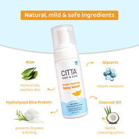 CITTA’s Tender Foaming Baby Wash with Coconut & Aloe vera | Soothe Dry Itchy Skin | Natural Baby Body Wash for Bath | Skin Friendly pH | Dermatologically Tested | 0-10 Years | 150ml