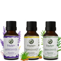 ZenAum Essences Mind, Body & Soul Ritual Set | 100% Pure Rosemary, Lavender & Lemongrass Essential Oils Pack of 3 (15ml Each) | Clear Mind, Calm Mood & Fresh Energy | Diffuser, Skincare & Wellness Use | GMP, IFRA, ISO Certified