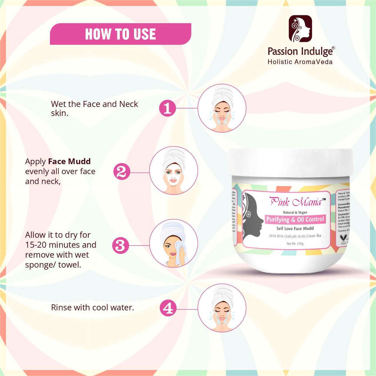 Passion Indulge Pink Mania Face Cleanser & Face Mudd | Purifying & Oil Controlling with AHA BHA, Turmeric & Green Tea