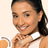 Mamaearth Glow Serum Foundation, Medium Coverage, Matte Finish, With Vitamin C & Turmeric For 12-Hour Long Stay- 06 Almond Glow - For All Skin Types - 30 Ml