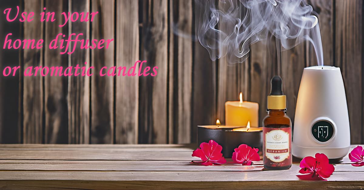 Luxurious Geranium Essential Oil by Enhanced Essentials|Therapeutic Grade,Organic & Natural | Ultra Premium and Highly Concentrated Oils for Home, Diffusers, Skin, Aromatherapy, Bath, Massage,Hair, Soap and Candle making| 30 ml