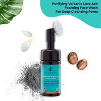 Pilgrim Korean Volcanic Lava Ash Foaming Face Wash with Built In Brush for Deep Cleansing | Korean Skin Care Products | 100% Safe on All Skin Types | For Men & Women | SLS & Paraben Free | 120 ml