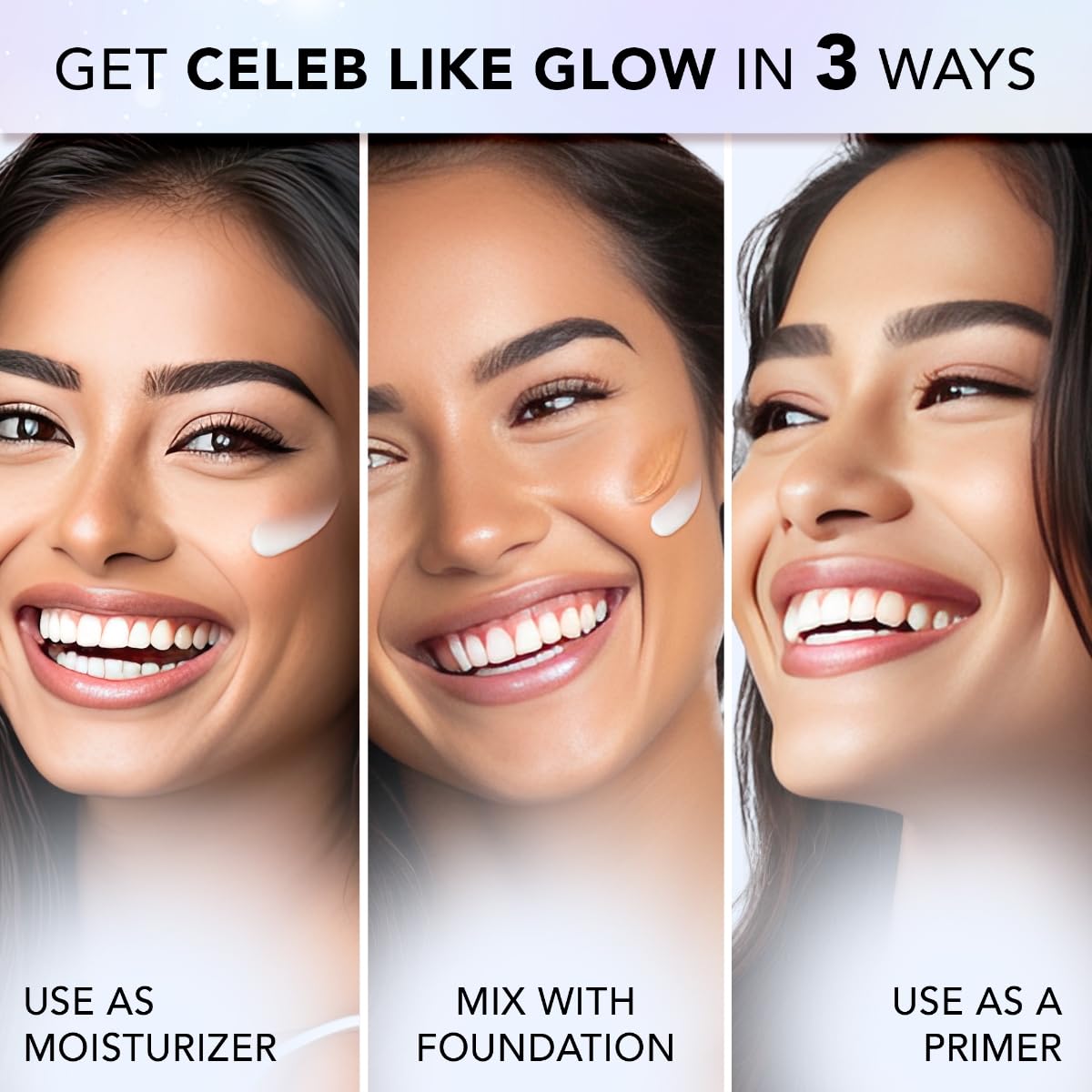 FACES CANADA Glow & Shine Strobe Cream Combo - Silver (30ml x 2) (Pack of 2) | Primer + Highlighter + Moisturizer | Shea Butter & Hyaluronic Acid | Intense Hydration | Flawless Radiant Dewy Skin | Illuminating & Glowing Makeup Base