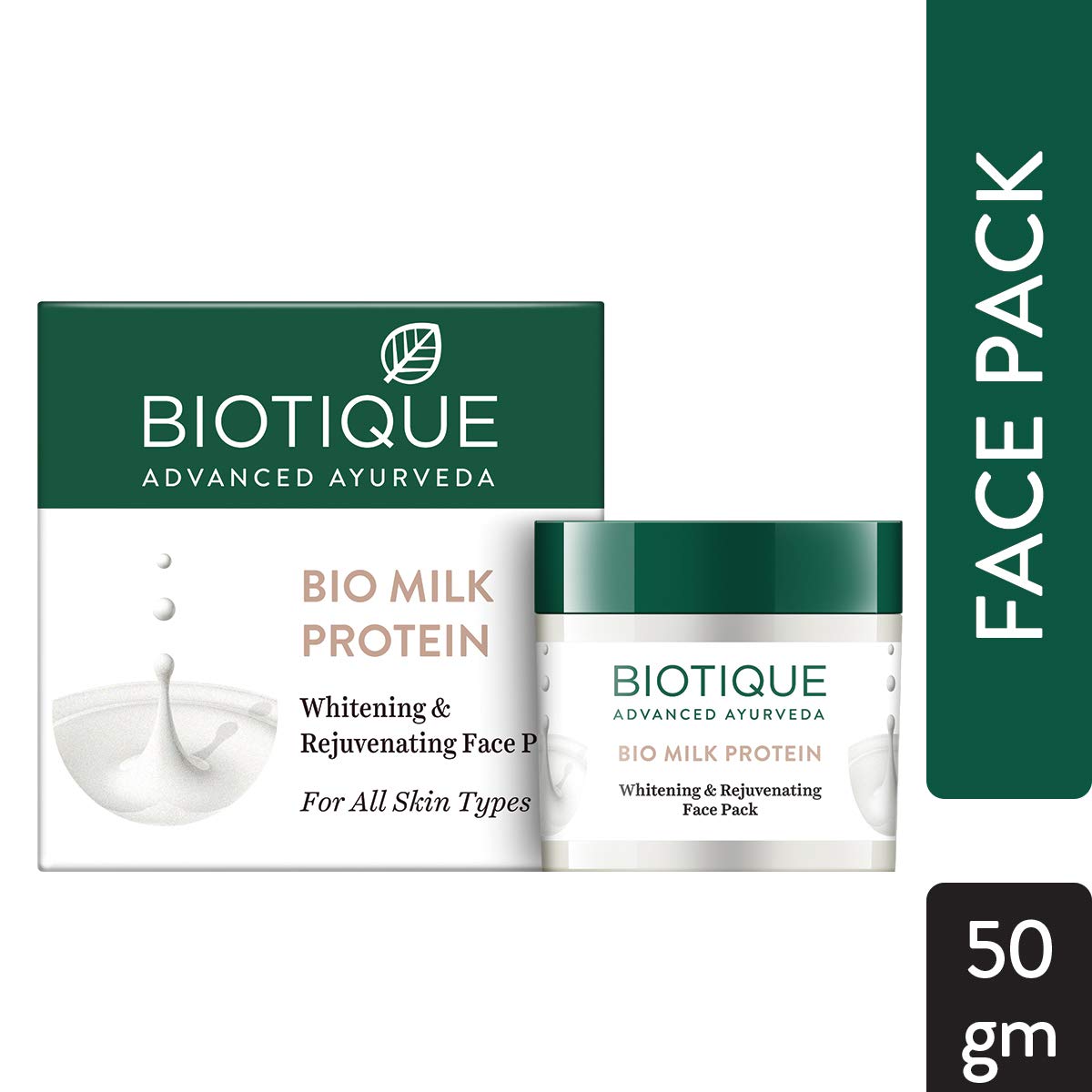 Biotique Bio Milk Protein Whitening & Rejuvenating Face Pack For All Skin Types, 50G & Biotique Bio Peach Clarifying and Refining Peel Off Mask for Oily and Acne Prone Skin, 50g