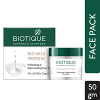 Biotique Bio Milk Protein Whitening & Rejuvenating Face Pack For All Skin Types, 50G & Biotique Bio Peach Clarifying and Refining Peel Off Mask for Oily and Acne Prone Skin, 50g