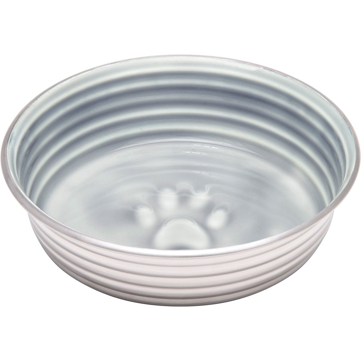 Loving Pets - Le BOL Dog Food Water Bowl Enamel Ceramic Bowl No Tip Stainless Steel Pet Bowl No Skid Spill Proof (Medium, Parisian Gray)