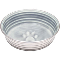 Loving Pets - Le BOL Dog Food Water Bowl Enamel Ceramic Bowl No Tip Stainless Steel Pet Bowl No Skid Spill Proof (Medium, Parisian Gray)