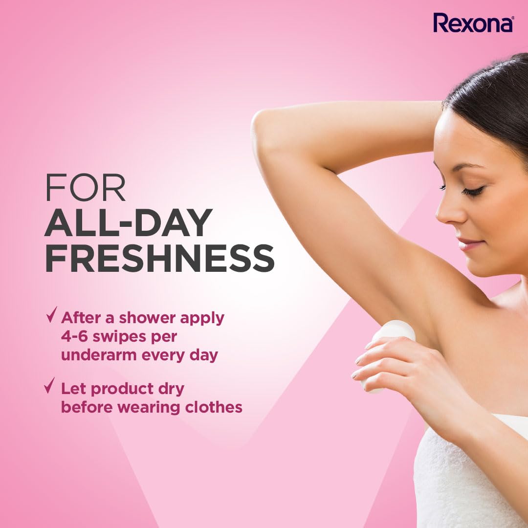 Rexona Powder Dry Underarm Roll On Deodorant For Women, Antiperspirant, Removes Odour, Keeps Skin Fresh & Clean, Alcohol Free, Skin Friendly, 50ml (Pack of 2)