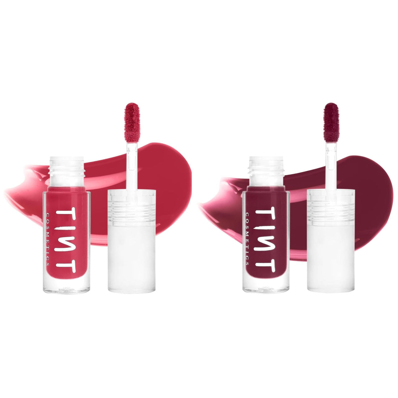 Tint Cosmetics 2.5ml Set of 2 Lipgloss, Red & Deep Wine, Non Sticky, Hydrating, Light Weight, Long Lasting, High Shine & Soft Natural Liquid Lip Gloss For Girl & Women (Berry Pink & Vino)