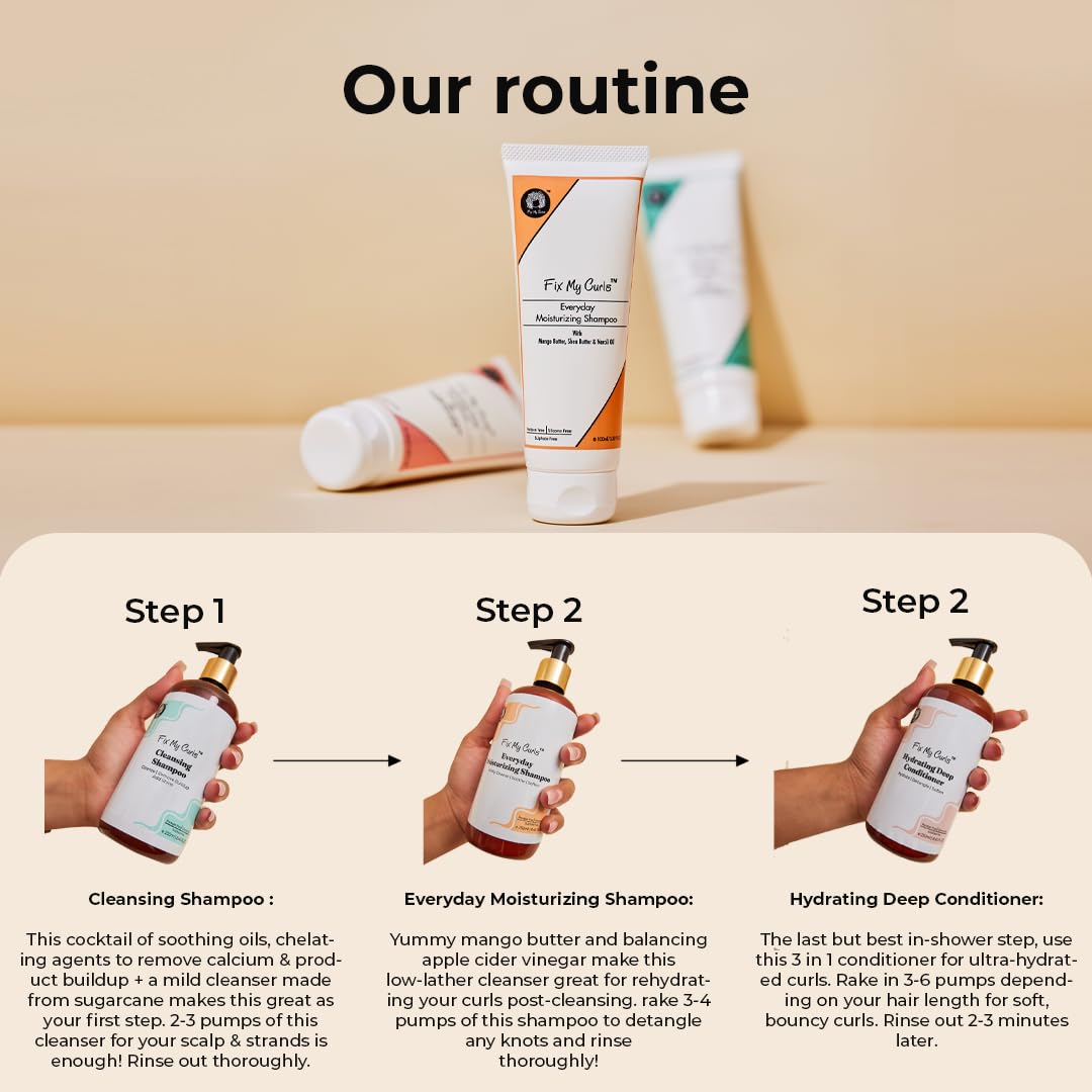 Fix My Curls 3-in-1 Deep Conditioner for Intense Moisture| Curl Enhancer & Activator| Hair Repair With Mango Butter & Honey| Silicone-Free, Sulphate-Free, Suitable for All Hair Types (100ml)