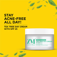ZM Zayn & Myza Tea Tree Day Cream for Women Daily Use with SPF 25, Salicylic Acid, Reduces Acne & Pimples, Moisturizing for Oily & Acne-Prone Skin - 50g