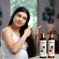 Vedix Jeevath Hair Oil & Dhavath Hairfall Shampoo | Ayurvedic Combo of Root Stimulating Hair Oil & Shampoo For Hairfall | For Curly or Wavy Hair (100 ml + 100 ml )