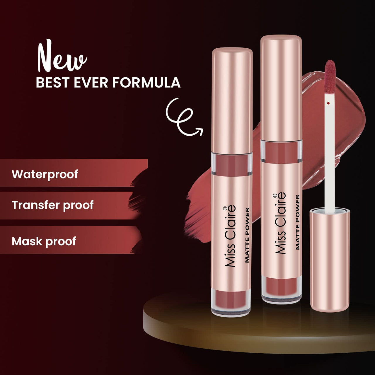 Miss Claire Matte Power Lip color Liquid Listick 3g, (02)