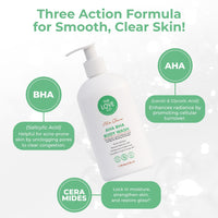 THE LOVE CO. AHA BHA Body Wash | 5% Glycolic, Lactic & Salicylic Acid | Gently Exfoliates, Fights Acne & Unclogs Pores | With Barrier-Boosting Ceramides | Sulphate-Free | Unisex | 236ml