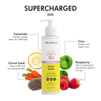 THE LOVE CO SPF50 Sunscreen Body Lotion - PA++++ UVA UVB Protection | Daily Moisturizer with Carrot Seed, Niacinamide & Ceramide | Lightweight, Non-Greasy, Quick Absorbing | Paraben-Free | For All Skin Types | 200ml