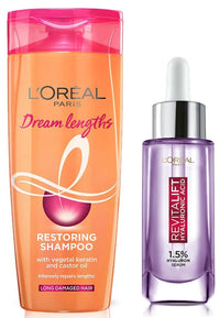 L'Oréal Paris Revitalift 1.5% Hyaluronic Acid Face Serum, 15 ml & L'Oreal Paris Dream Lengths Shampoo, 396 ml (HESDL360-00)