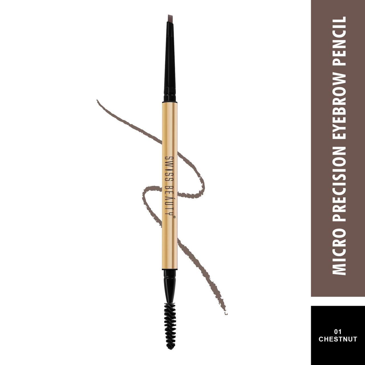 Swiss Beauty Micro Precision Eyebrow Pencil, Highly Pigmented, Long-Lasting and Lightweight Eyebrow Pencil | Shade - Chestnut, 0.1g